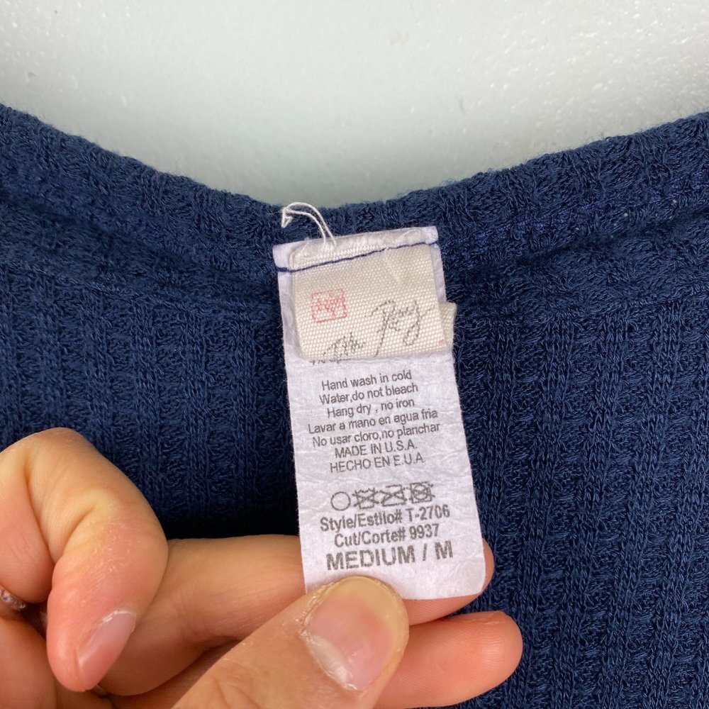 7th Roy Navy Blue Printed Boho Patchwork Knit Top… - image 4